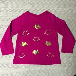 Gymboree pink cat top with gold